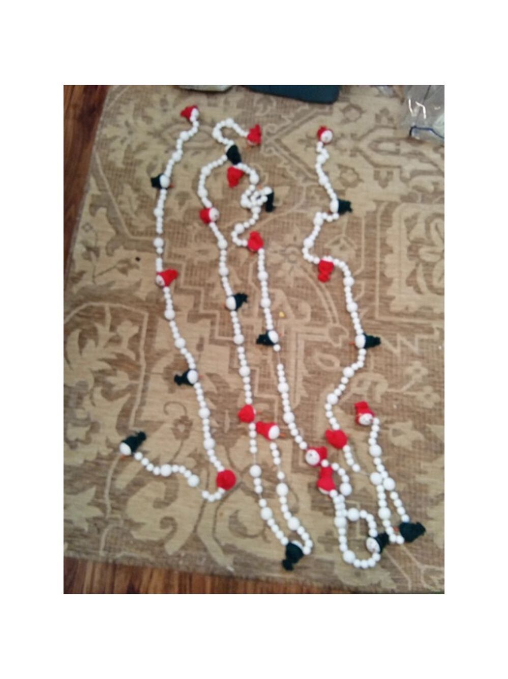 Vintage Snowman Heads Christmas Garland Snow Textured Snowball Set of 2 Decor 6'